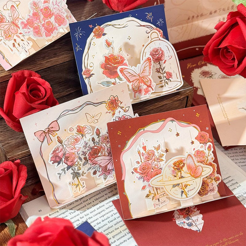 Yuezhen Zhaojun Flower Rain Return Bronzing Stereo Greeting Card Mother'S Day Father'S Day Greeting Card Envelope Advanced Sense Card - Image 2